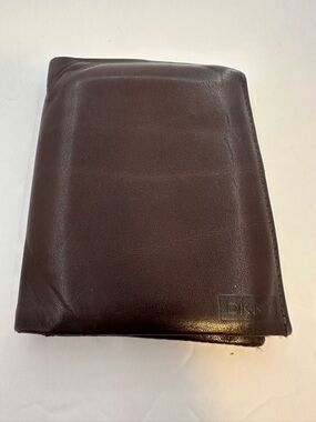 DKNY Dark Brown Leather Bi-Fold Wallet